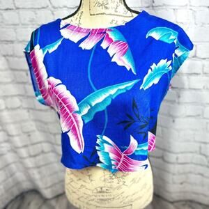 So What! of California **Vintage 1980's** Button Back Top - Hawaiian Pink -  L
